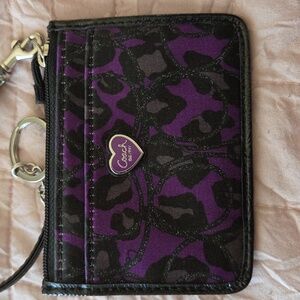 Coach Purple and Black Wristlet Card Case